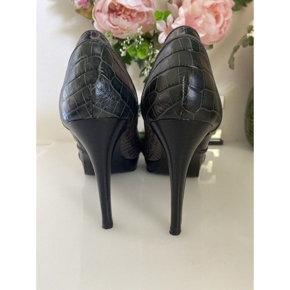 Nine West High Heels 3 Tone Faux Alligator Skin Open Toe 8.5 M Platform Sexy EUC - Picture 15 of 16